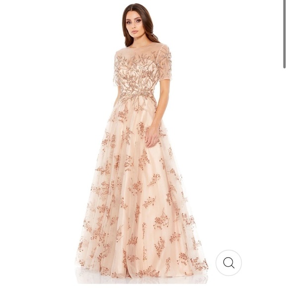 Mac Duggal EMBELLISHED ILLUSION CAP SLEEVE A LINE GOWN size 8 NEW $998 - Picture 4 of 17